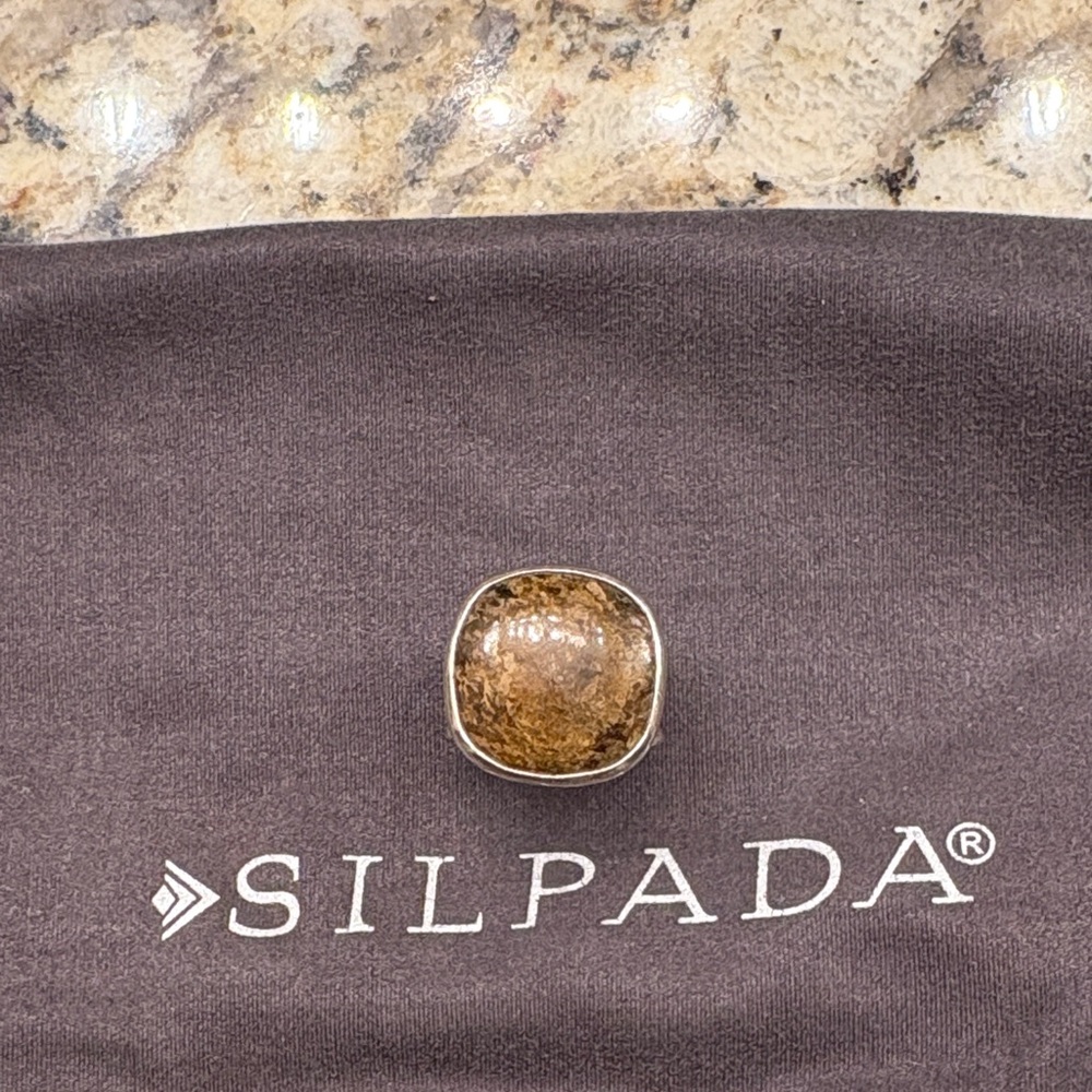 Silpada Silver Ring with Earthy Brown Stone